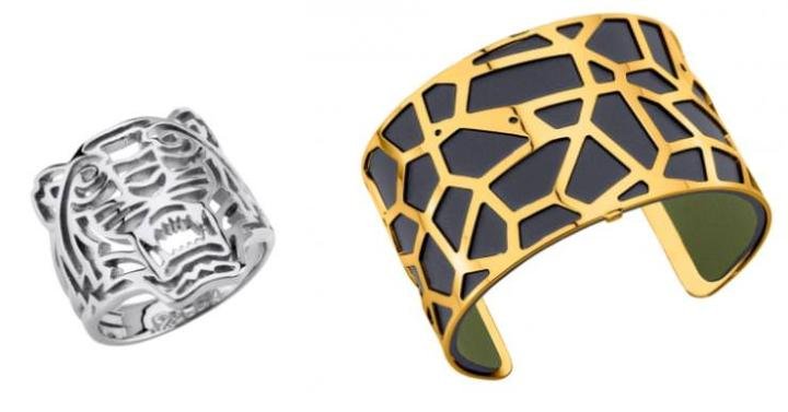 Tiger monogram by Kenzo (left), Giraffe cuff by Les Georgettes (right)