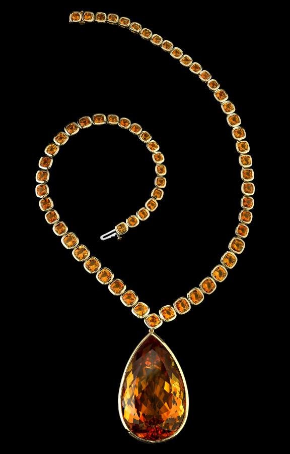 Style of Jolie, Citrine Pear Shape & Cushion cut Necklace