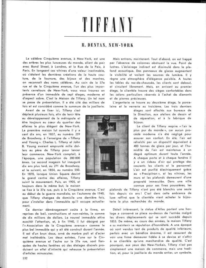 An article on Tiffany & Co. in a 1948 issue of the Journal Suisse d'Horlogerie.