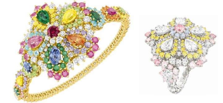 Cher Dior Majestueuse multicolored bracelet & Majestueuse diamond pastel ring