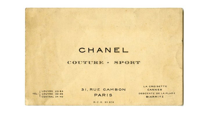 Chanel business card, 1920s. Patrimoine de Chanel, Paris. ©Chanel