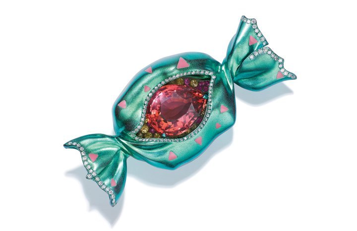 “Something Sweet” collection. Candy brooch, titanium and precious stones. ©A.win Siu 