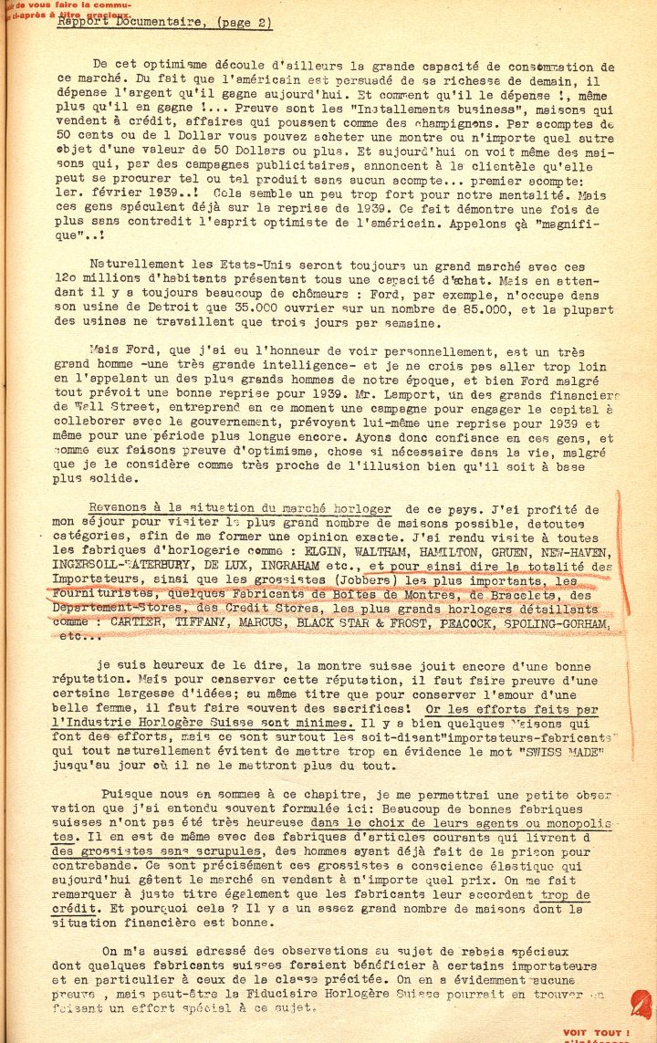 In 1938, on a documentation trip to America, the founder of Europa Star Hugo Bucher paid a visit to the players in the watch sector including Tiffany & Co., which in his report is described as a horloger détaillant, or “watch dealer”.