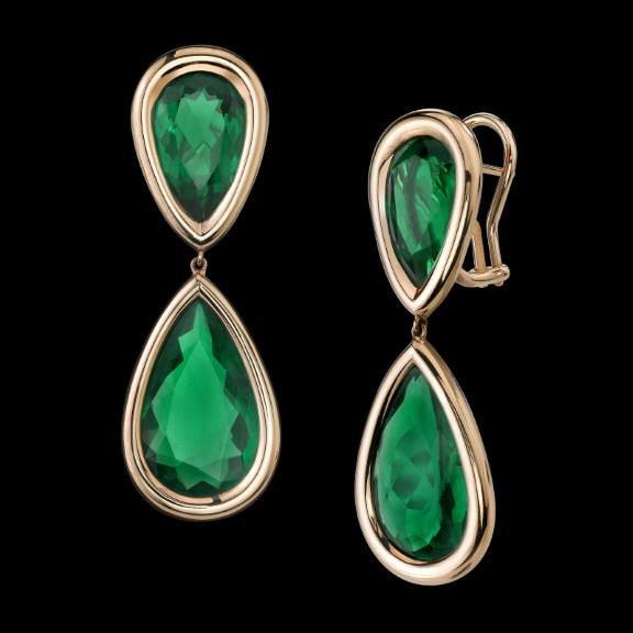 Style of Jolie 22.01ct Emeralds pink gold Earrings