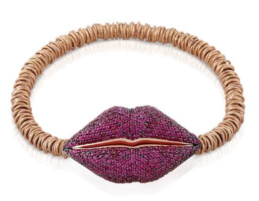 Roberto Demeglio, Joy bracelet with Lips, rose gold and rubies