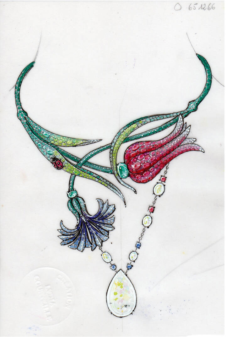 Design for a tulip and carnation necklace from the Topkapi collection 