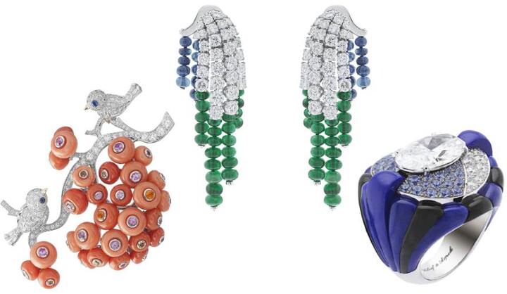 The enchanted forest: Piou-Piou clip, Cascade précieuse earrings & Astre de la Nuit ring.