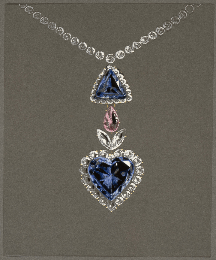 The Blue Heart, a 31-carat, heart-shaped diamond, discovered in South Africa in 1908 and purchased by Van Cleef & Arpels in 1953