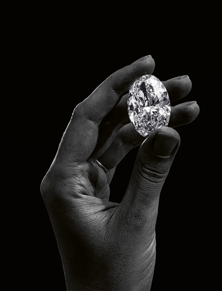 A 79.35-carat, D-FL Type IIa oval diamond, the largest of the 67 stones cut from the 910-carat Lesotho Legend.